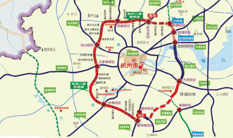 杭州网 发布时间:2020-12-23 07:34 杭州二绕高速公路下路图.