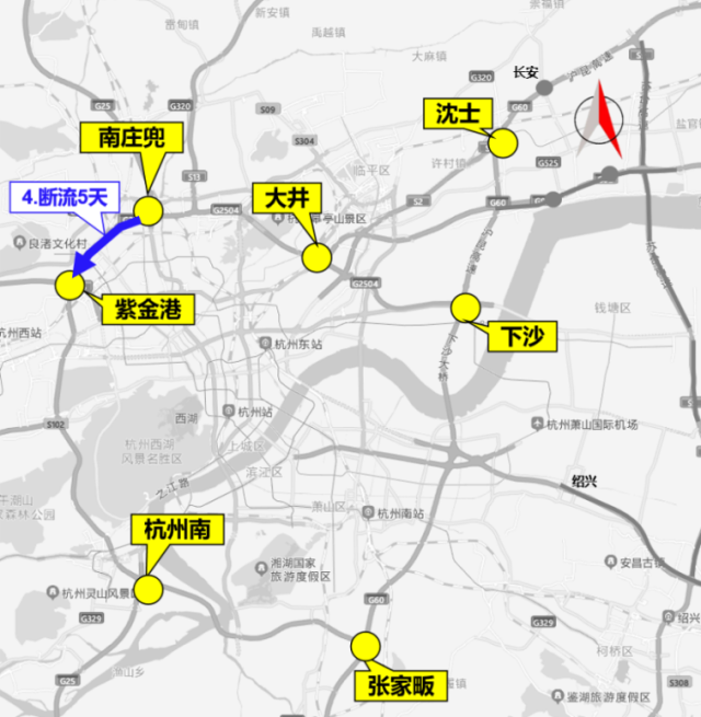 武康枢纽—杭州绕城西复线高速—径山枢纽—杭长高速通行—安吉.