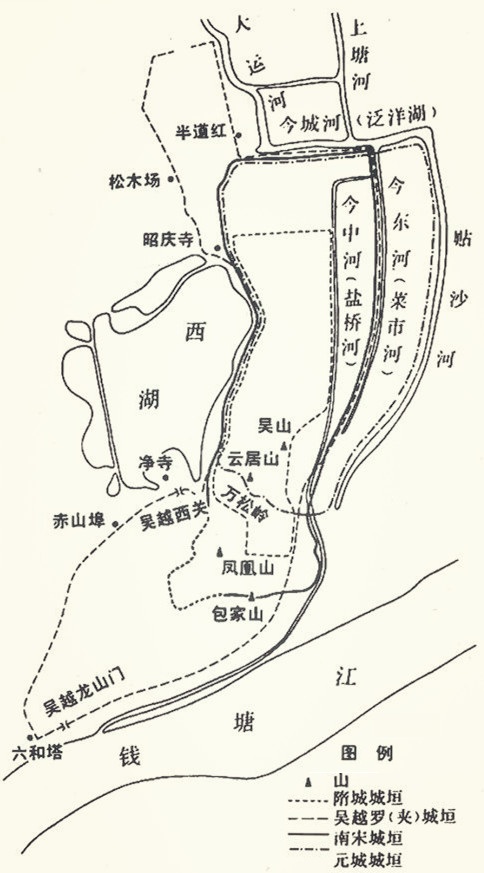 杭州城垣变迁示意图