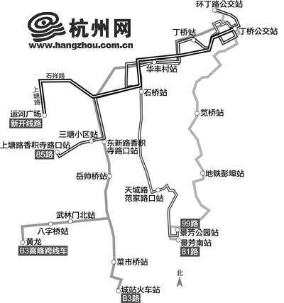  5条线路连起丁桥和市区