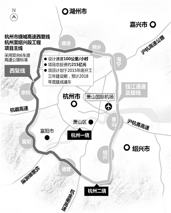 “杭州二绕”杭州至绍兴段预计年底开工三年建成
