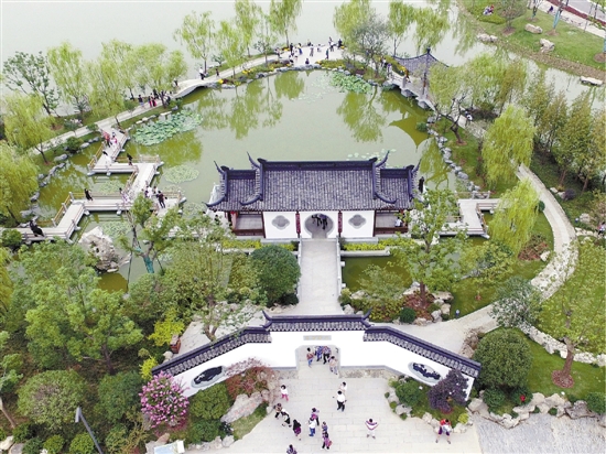 图一：空中鸟瞰杭州园。 