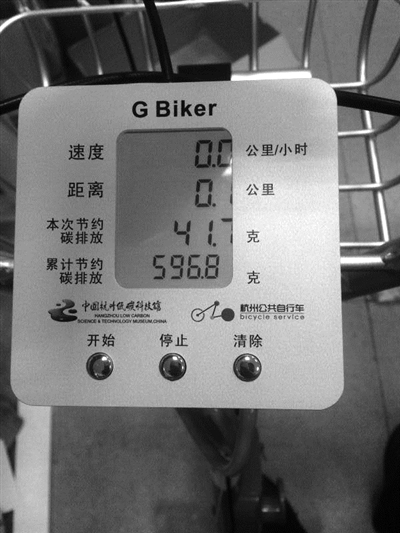 G-Biker的节能减排显示器 照片由杭州低碳科技馆提供 