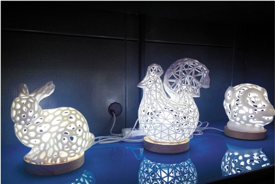3D打印的不同动物外观的灯罩