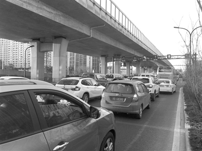 紫金港北路振华路口排队等红灯的车辆 