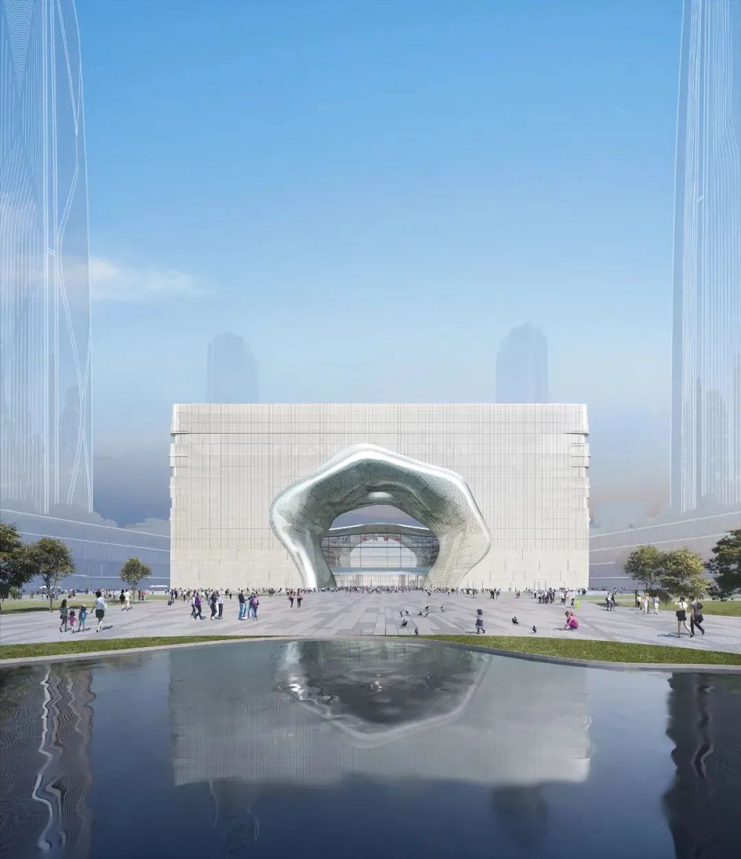 杭州西站标志性建筑云门塔楼封顶