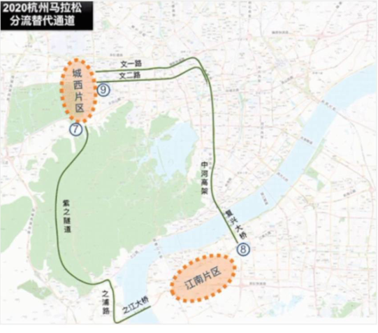 文体新闻⑥莫干山路,湖墅南路-潮王路-上塘路-中河高架⑦紫之隧道