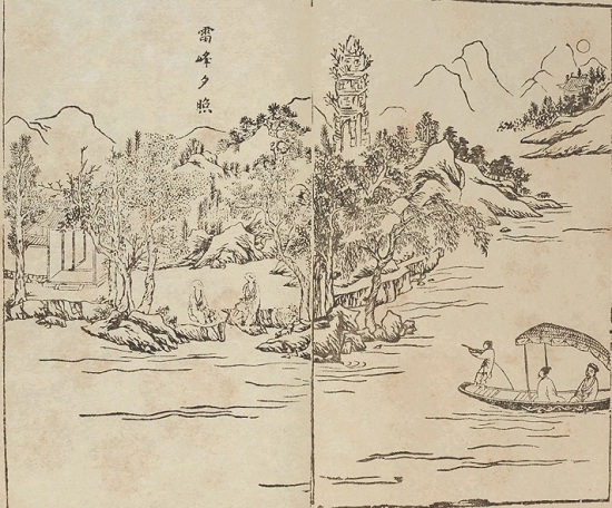 西湖,版画,西湖风景,西湖十景,杭州旅游指南